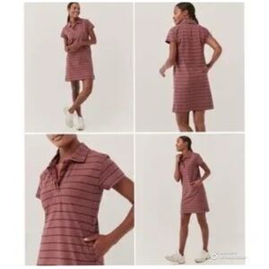 Pact Frame Pinstripe Dress W/Collar Side Seam Pockets Organic Cotton Size Large